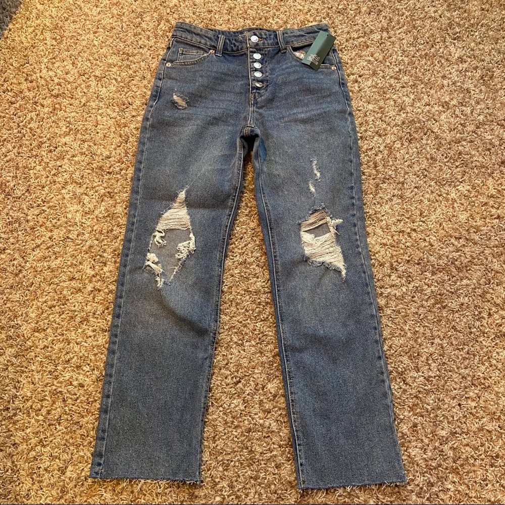 High rise straight ankle jeans